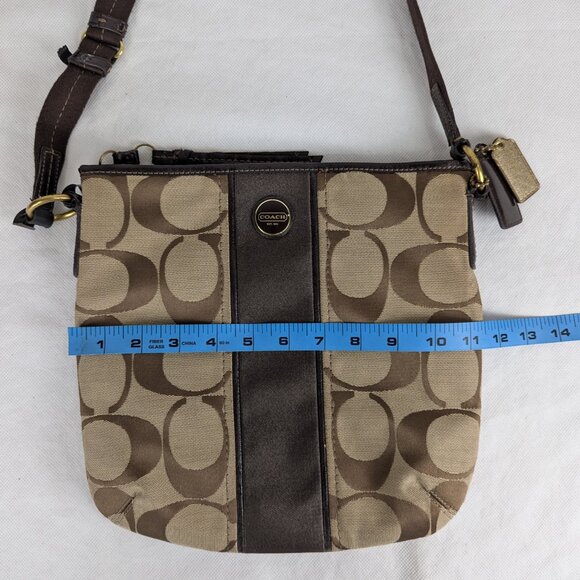 COACH F21905 SIGNATURE STRIPE DUFFLE SIGNATURE FABRIC Dark Brown - Picture 14 of 15